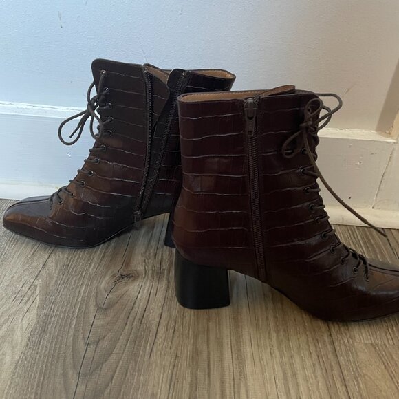Brown Leather Textured Boots by LaRedoute - Picture 5 of 8